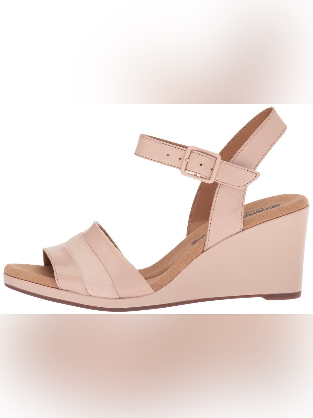 Clarks Lafley Aletha Dusty Pink Leather Wedge Sandals